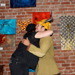 Cammy Davis hugging the Poet Pistachio