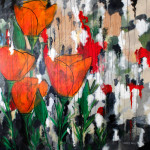 Orange Poppies, Mixed Media Painting by Oregon Artist Cammy Davis