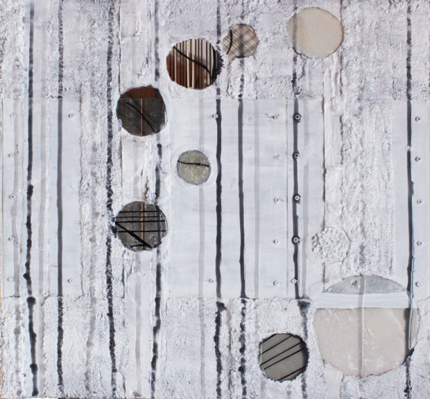 Contemporary Art by Southern Oregon Artist with Geometric Shapes and Resin Rain