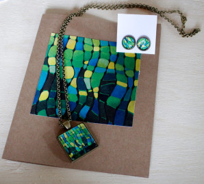 Retro-Waves Necklace, Art Jewelry by Cammy Art