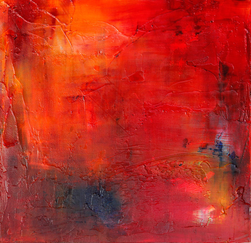 Mixed Media with Red, loose Brushstrokes