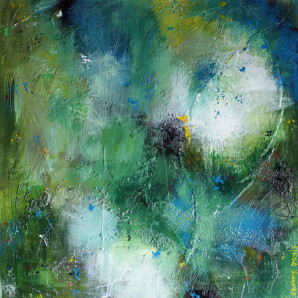Abstract, Contemporary Art, Oregon Artist, Blue, Green, Loose Brushstrokes, Texture