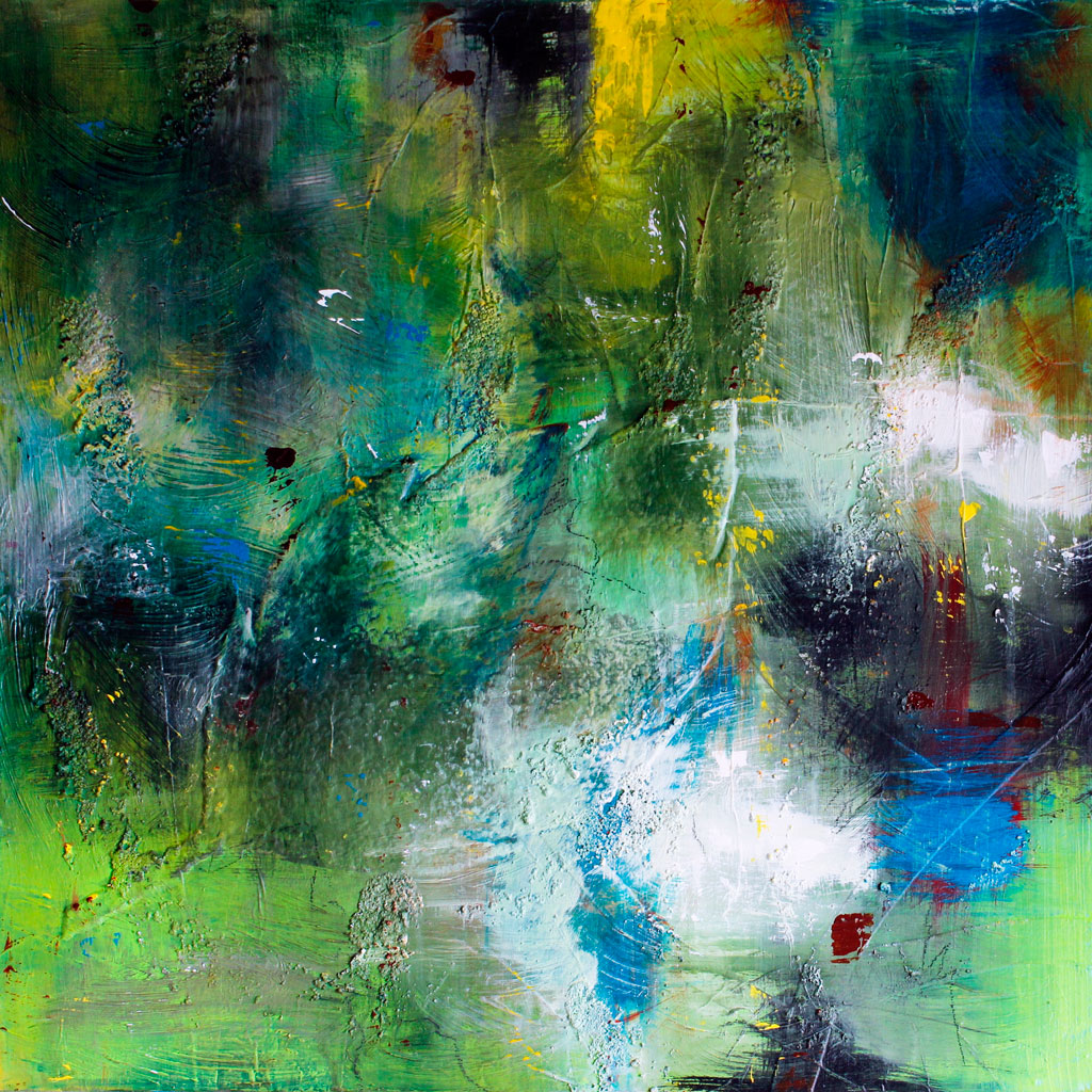 Contemporary, Art, Abstract, Fine, Emotions, Texture, Blue, Green