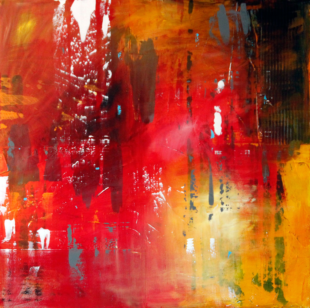 Red, Yellow, Loose Brushstrokes, Abstract Expressionism, Abstract