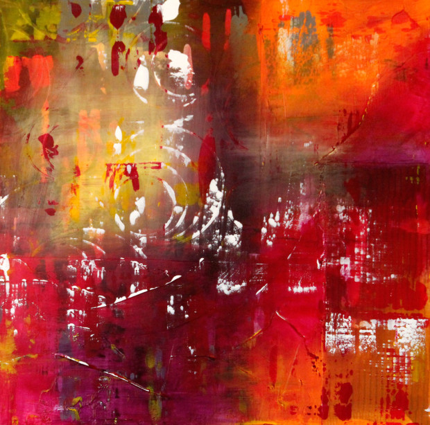 Red, Yellow, Loose Brushstrokes, Abstract Expressionism, Abstract