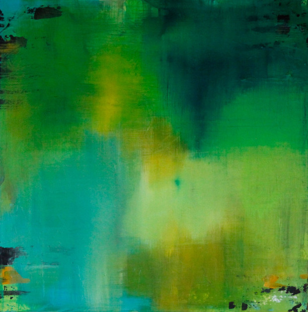 Contemporary Art, Blue, Green, Yellow, Art, Painting, Abstract Expressionism