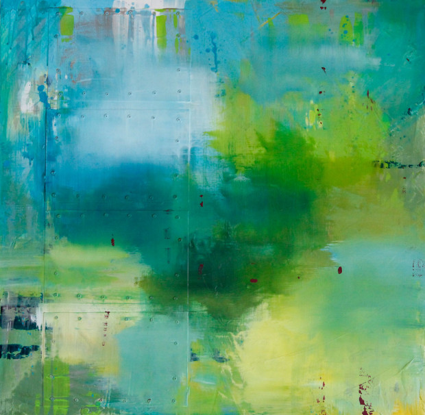 Contemporary Art, Blue, Green, Yellow, Art, Painting, Abstract Expressionism