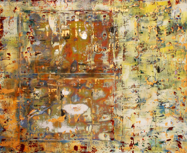 Yellow, Brown, Metal, Abstract Experessionism
